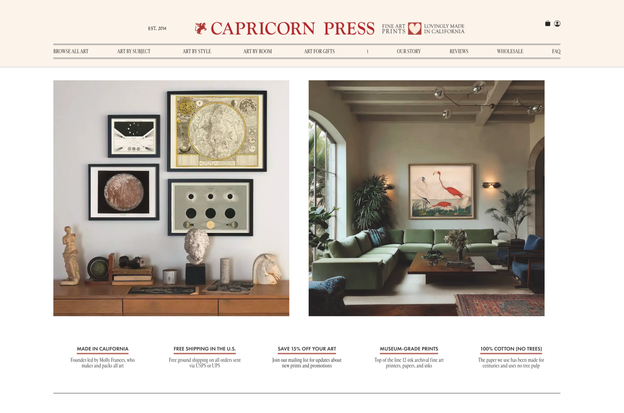 capricorn press homepage design